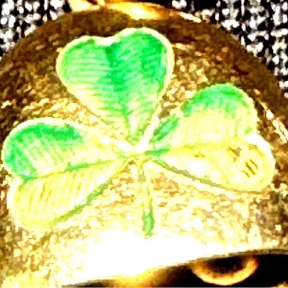 Art Nouveau Green Enamel 14 Karat
Gold Irish Clover Bell Charm - Picture 3 of 9
